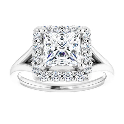 Princess Halo Style Engagement Ring