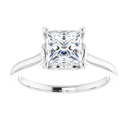 Four Claw Princess Solitaire Engagement Ring