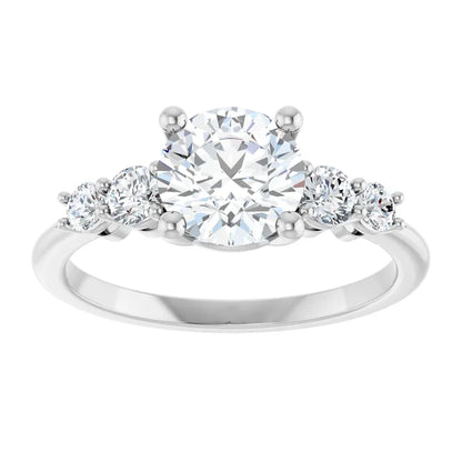 Round Brilliant Multi Stone Accent Style Engagement Ring