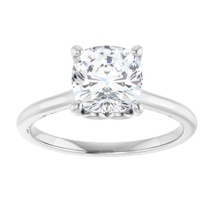 Four Claw Cushion Solitaire Engagement Ring