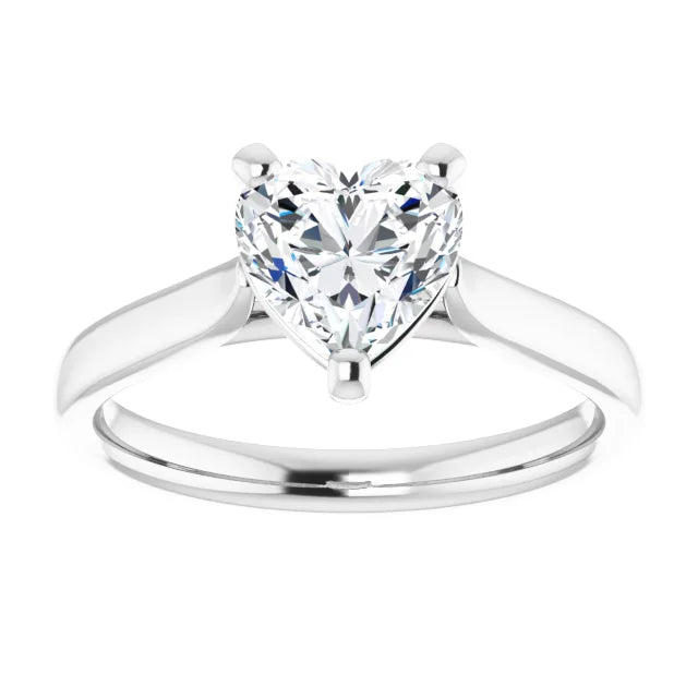 Heart White Gold Solitaire Moissanite Engagement Ring