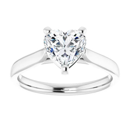 Heart White Gold Solitaire Moissanite Engagement Ring