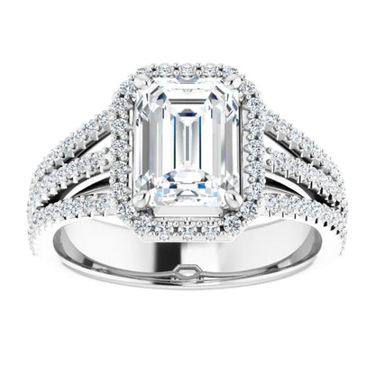 Emerald Halo Style Engagement Ring