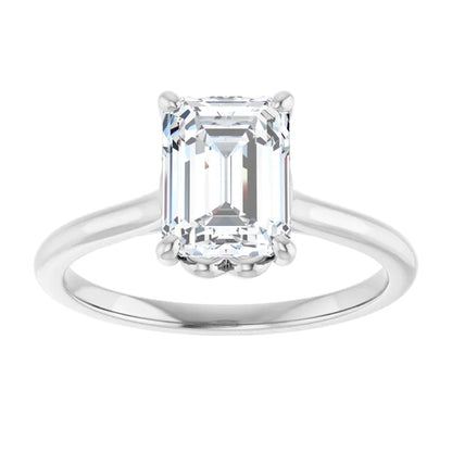 Four Claw Emerald Solitaire Engagement Ring