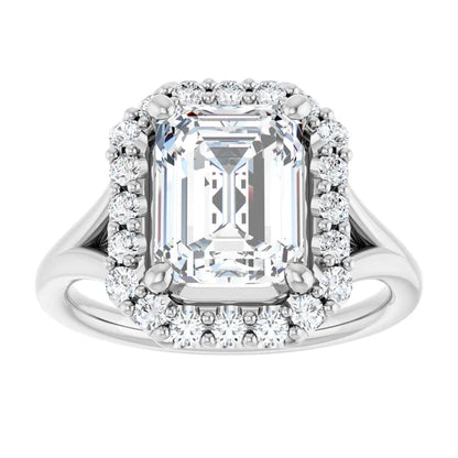 Emerald Halo Style Engagement Ring