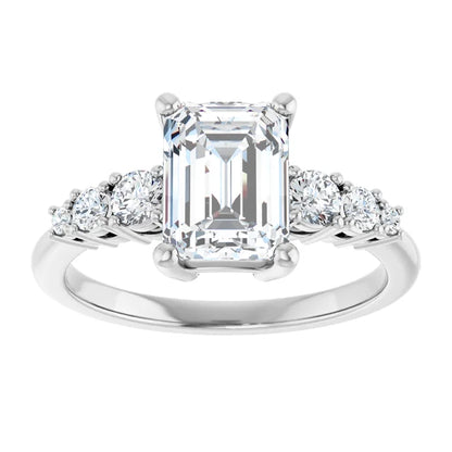 Emerald Multi Stone Accent Style Engagement Ring