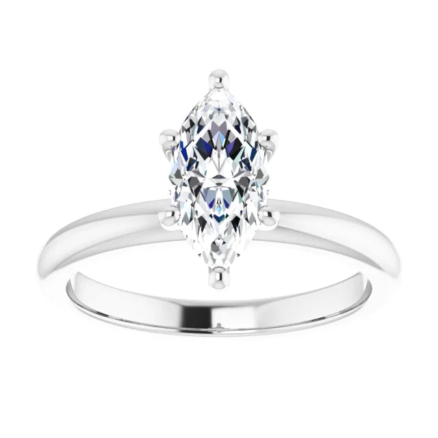 Marquise White Gold Solitaire Moissanite Engagement Ring