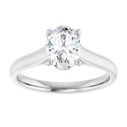 Four Claw Oval White Gold Solitaire Moissanite Engagement Ring