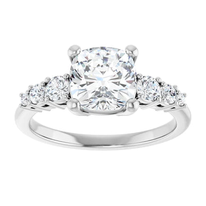 Cushion Multi Stone Accent Style Engagement Ring