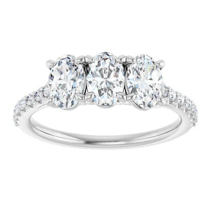 Oval Tri -Stone Style Engagement Ring