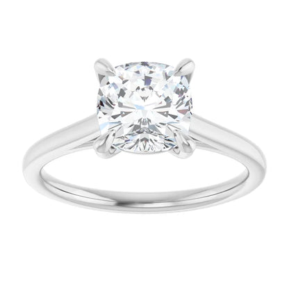 Four Claw Cushion Solitaire Engagement Ring