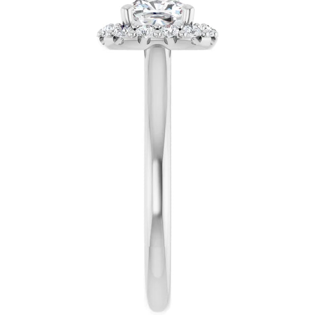 Cushion Halo Solitaire White Gold Moissanite Engagement Ring 