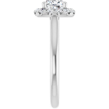 Cushion Halo Solitaire White Gold Moissanite Engagement Ring 