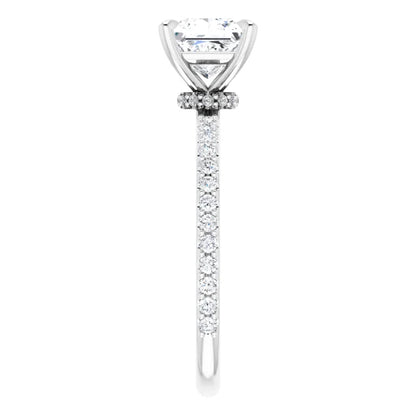 Princess White Gold Pave Moissanite Engagement Ring 