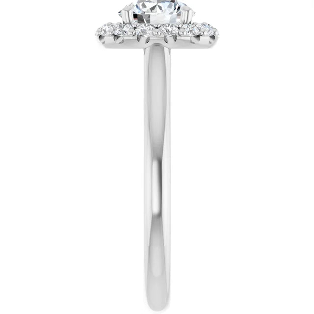 Round Brilliant Halo Solitaire White Gold Moissanite Engagement Ring 