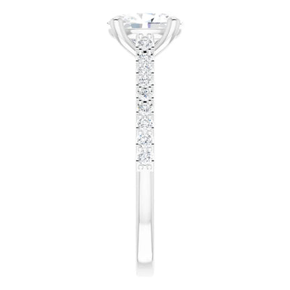 Oval White Gold Pave Style Moissanite Engagement Ring 