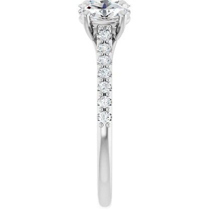 Oval Tri -Stone Style Engagement Ring