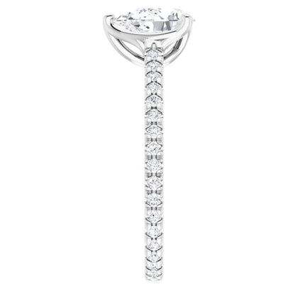 Pear Claw Set Eternity Style Engagement Ring