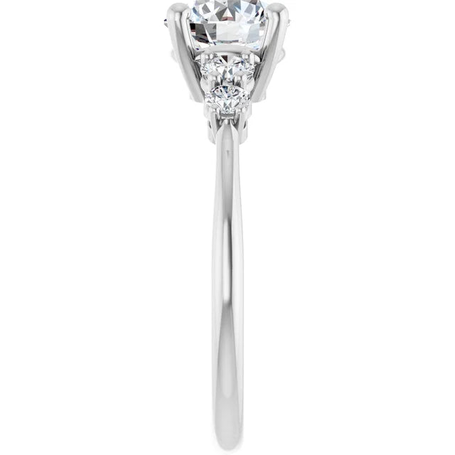 Round Brilliant Multi Stone Accent Style Engagement Ring