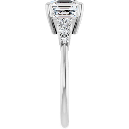 Asscher Multi Stone Accent Style Engagement Ring