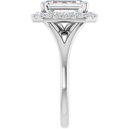 Emerald Halo Style Engagement Ring