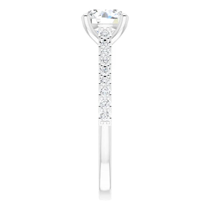 Round Brilliant White Gold Pave Style Moissanite Engagement Ring 