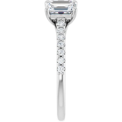 Emerald Tri -Stone Style Engagement Ring