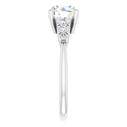 Round Brilliant Multi Stone Accent Style Engagement Ring