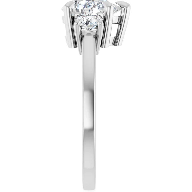 Pear White Gold Tri Stone Moissanite Engagement Ring 