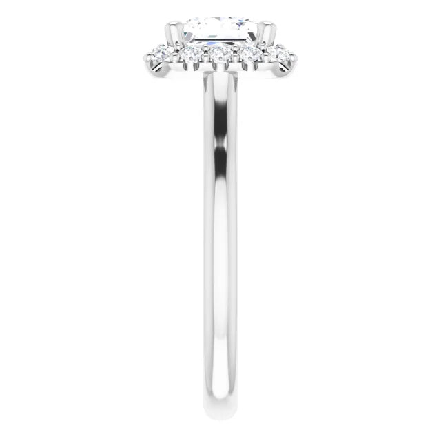 Princess Halo Solitaire White Gold Moissanite Engagement Ring 