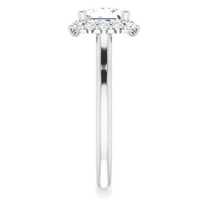Princess Halo Solitaire White Gold Moissanite Engagement Ring 