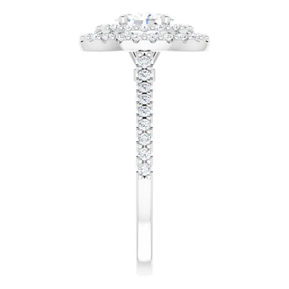 Oval Double Halo White Gold Lab Diamond Engagement Ring 