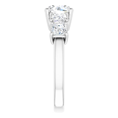 Round Brilliant Multi Stone Accent Style Engagement Ring