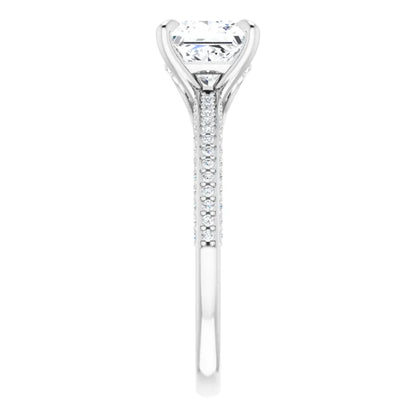 Princess White Gold Pave Moissanite Engagement Ring 