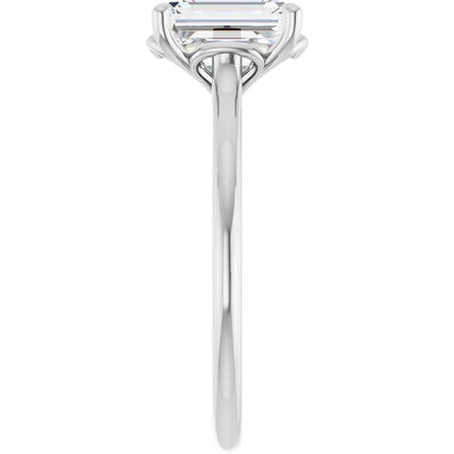 Four Claw Emerald Solitaire Engagement Ring
