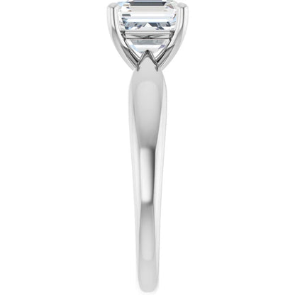 Asscher White Gold Solitaire Moissanite Engagement Ring 