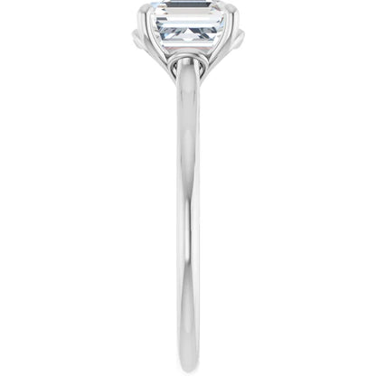 Four Claw Asscher Solitaire Engagement Ring