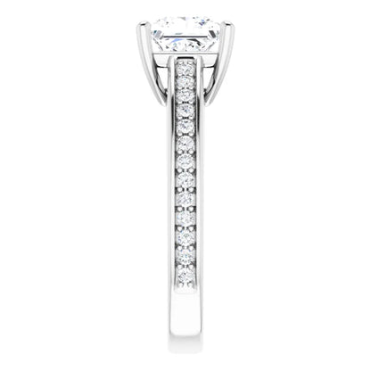 Princess White Gold Claw Set Style Moissanite Engagement Ring 