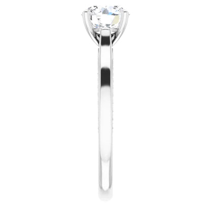 Round Brilliant Solitaire & Hidden Diamond Band Engagement Ring