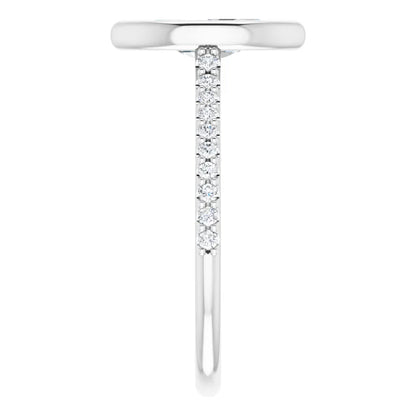 Marquise White Gold Bezel Pave Moissanite Engagement Ring 