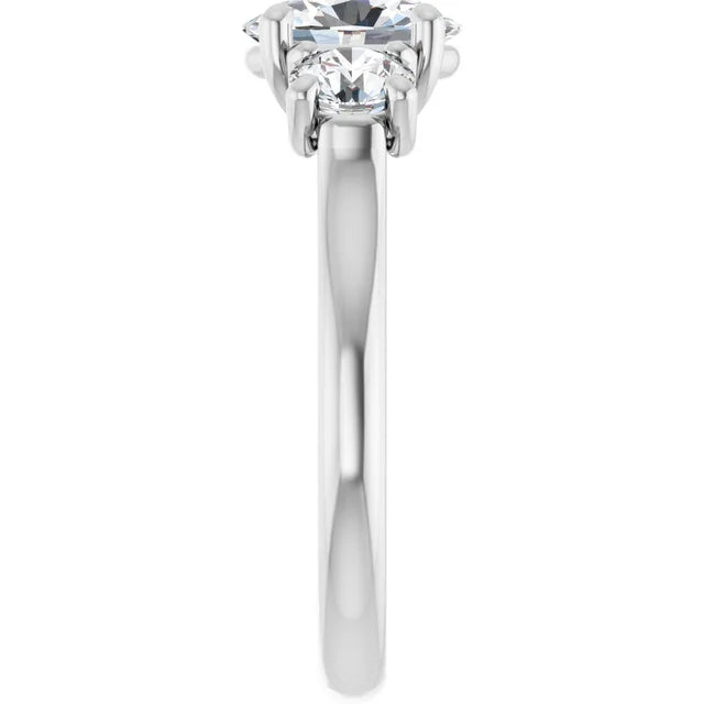 Oval White Gold Tri Stone Moissanite Engagement Ring
