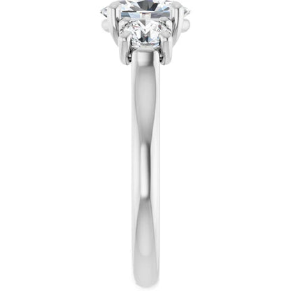 Oval White Gold Tri Stone Moissanite Engagement Ring