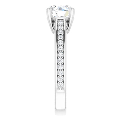 Round Brilliant White Gold Claw Set Style Moissanite Engagement Ring 