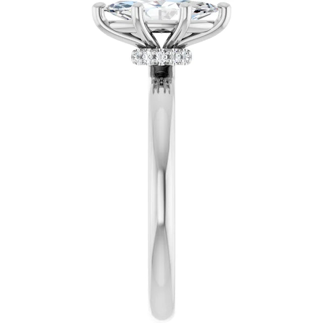Marquise White Gold Solitaire Moissanite Engagement Ring 
