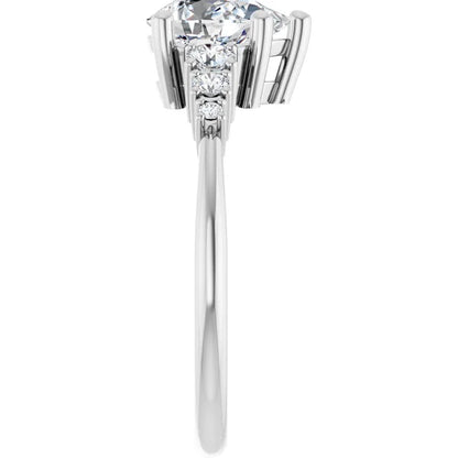 Pear Multi Stone Accent Style Engagement Ring