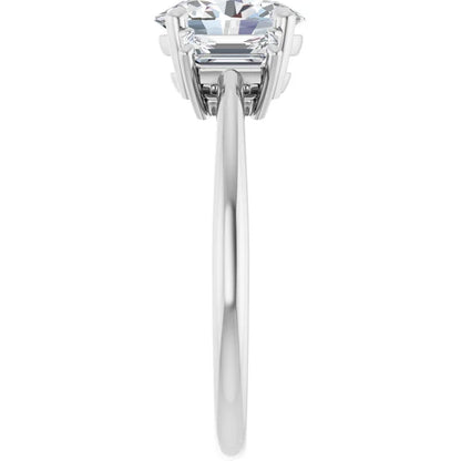 Oval White Gold Tri Stone Moissanite Engagement Ring 