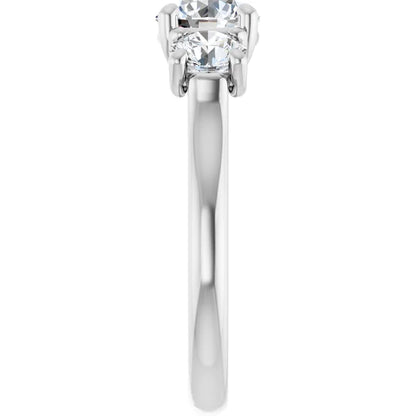 Round Brilliant White Gold Tri Stone Moissanite Engagement Ring