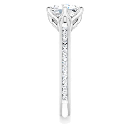 Oval Six Claw Channel Set Style Engagement Ring