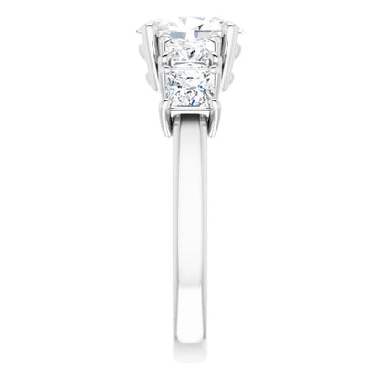 Oval Multi Stone Accent Style Engagement Ring