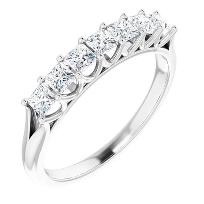 Seven Stone Princess Cut Moissanite Anniversary Band